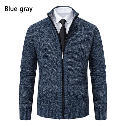 Men's Fleece Zipper Cardigan Casual Sports Coat