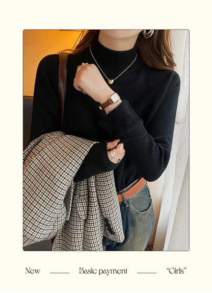 Women's Turtleneck Sweater with Velvet Lining