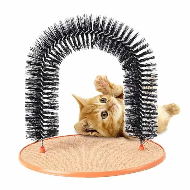 Cat Toy Arch with Massage Brush and Scratching Pad