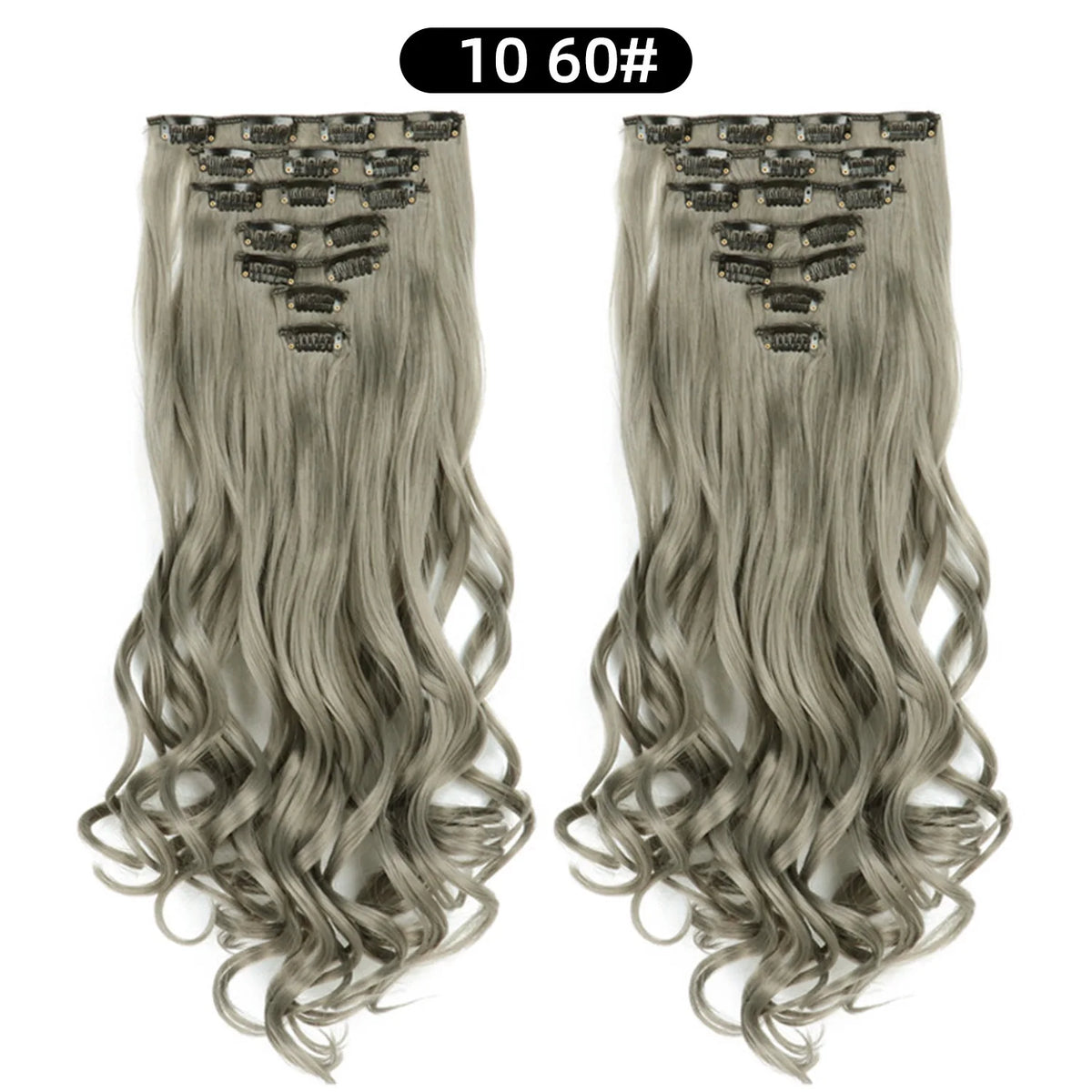 22 Inch Curly Wavy Clip In Hair Extensions Synthetic