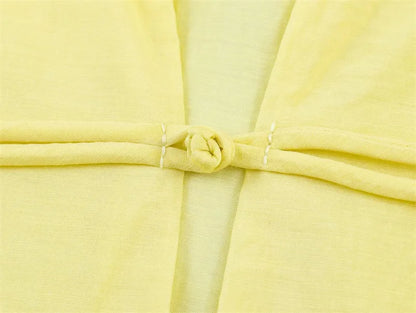 Women's Yellow Long Sleeve Shirt with Knot Decoration
