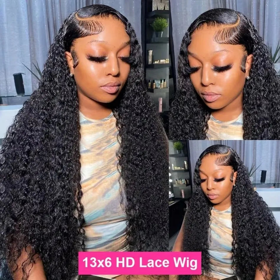 13x6 Deep Wave Human Hair Wig 250 Density 40 Inch