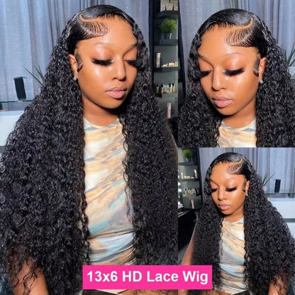 13x6 Deep Wave Human Hair Wig 250 Density 40 Inch