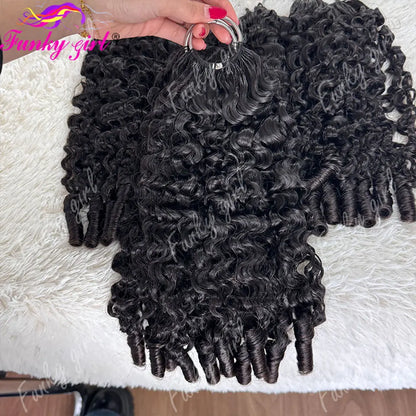 12A Curly Crochet Human Hair Extensions Natural Black