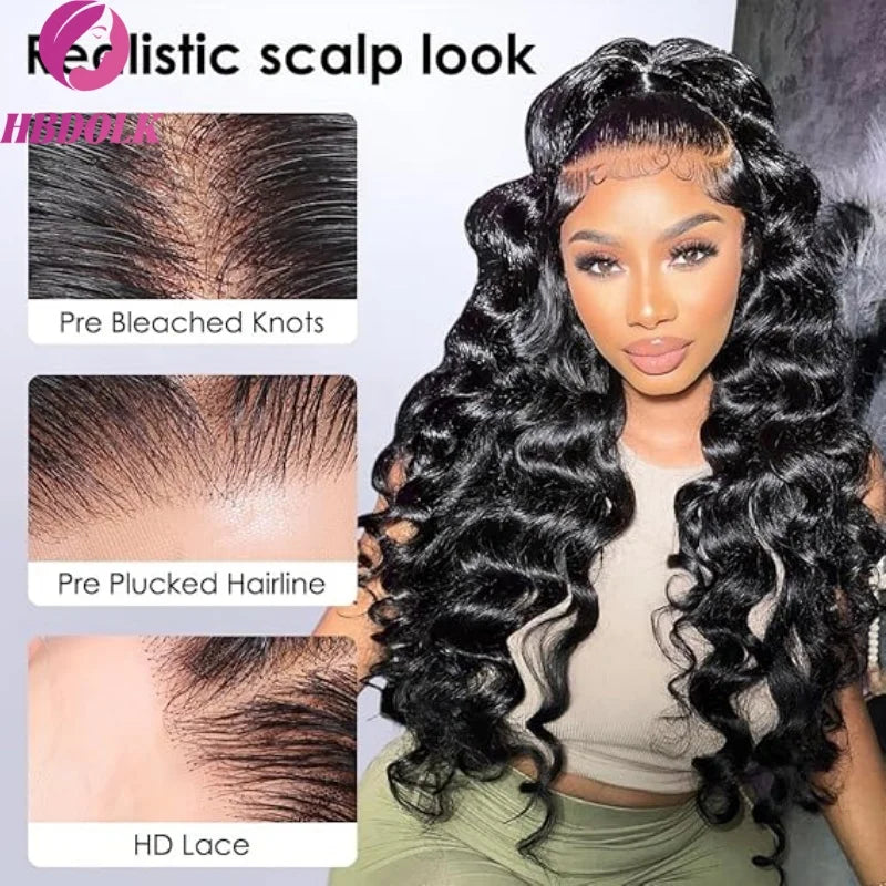 13x6 HD Lace Frontal Wig Human Hair Body Wave Natural Black