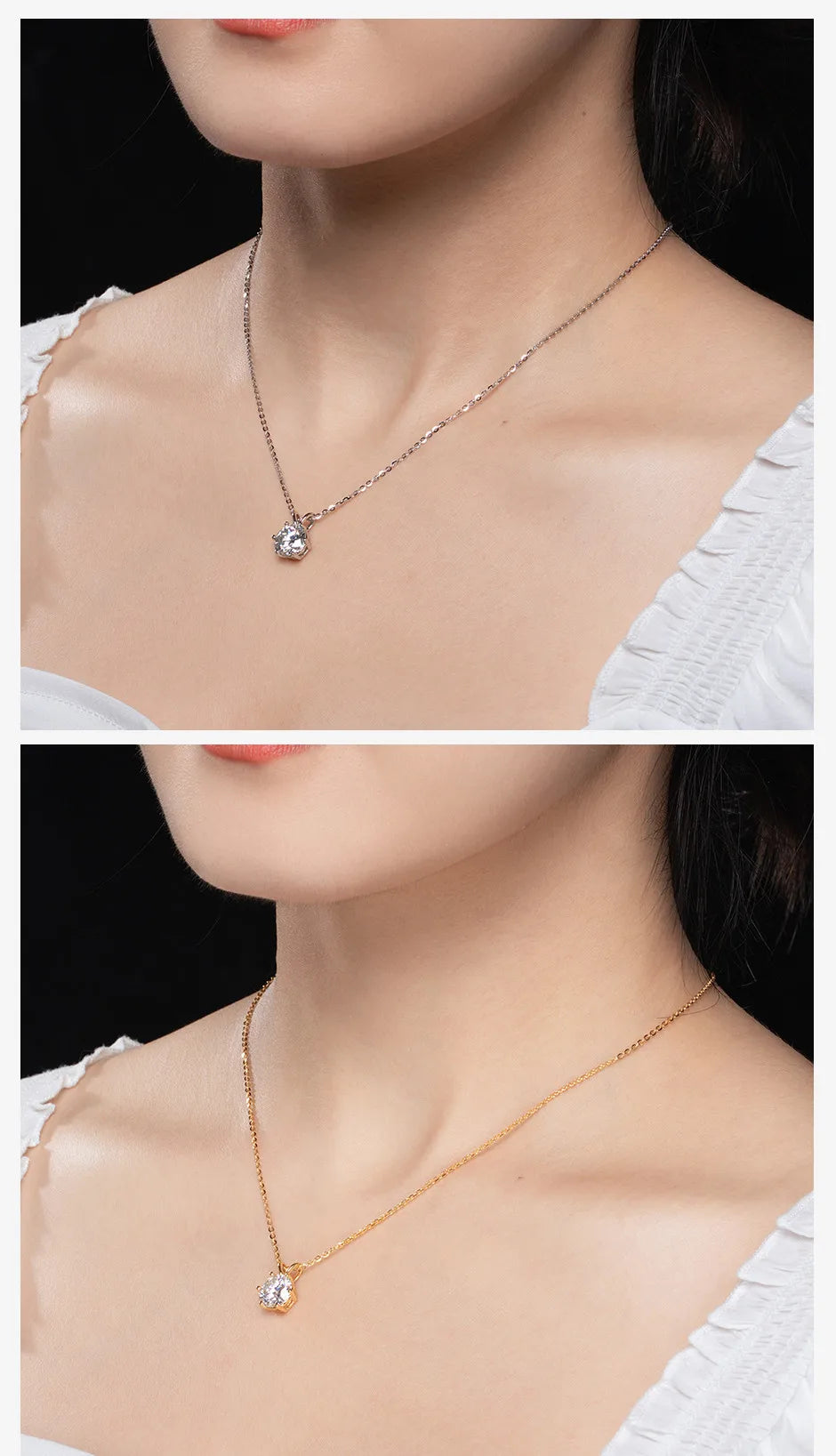 D Color Moissanite Diamond Pendant Necklace 18K Gold Plated