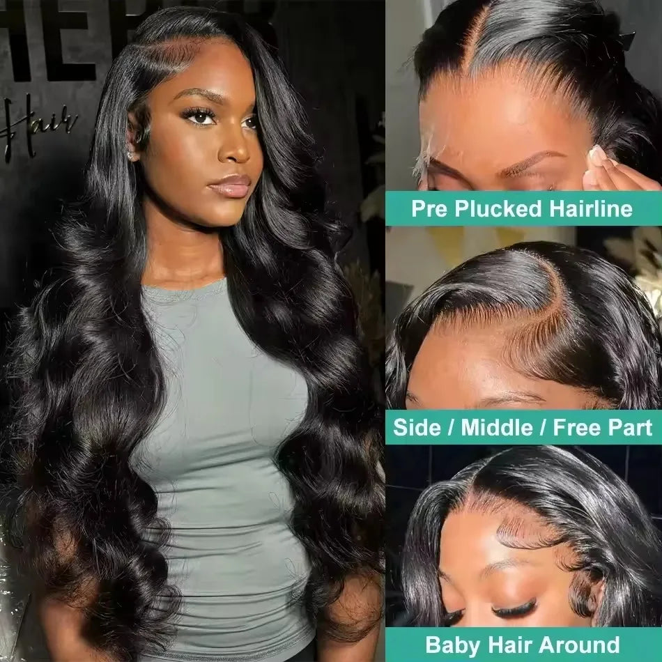 Body Wave 13x6 HD Transparent Lace Frontal Wig Natural Off Black