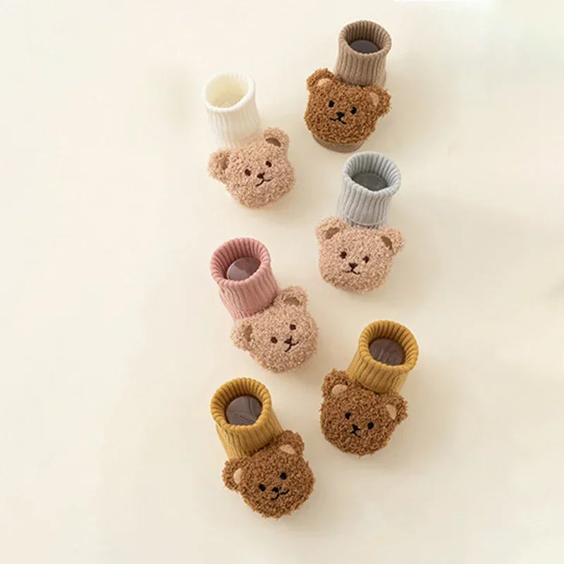 Cute Cartoon Bear Baby Socks Cotton Anti Slip Warm