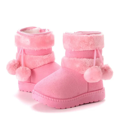 Girls Winter Snow Boots Thick Warm Rubber Microfiber