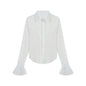 Slim Flared Sleeve Cotton Women's Shirt Tunic