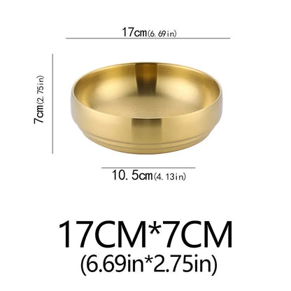 304 Stainless Steel Double Layer Noodle Bowl Gold Silver