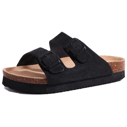 Comwarm Women's Suede Mules Slippers with Cork Insole