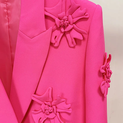 Women's Double Breasted Long Blazer with Appliques