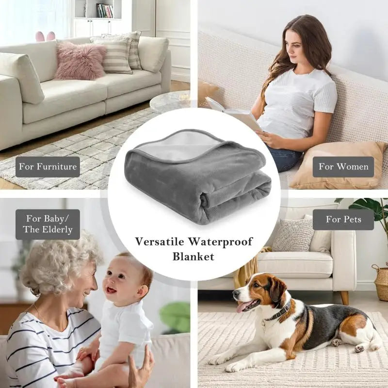 Waterproof Flannel Blanket for Bed and Couch