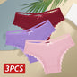 3PCS Women Cotton Lace Brazilian Panties Set S-XL