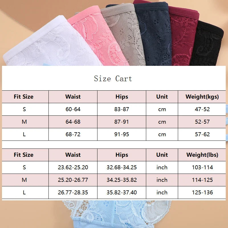 3PC Set Women's Floral Lace Low Rise Briefs