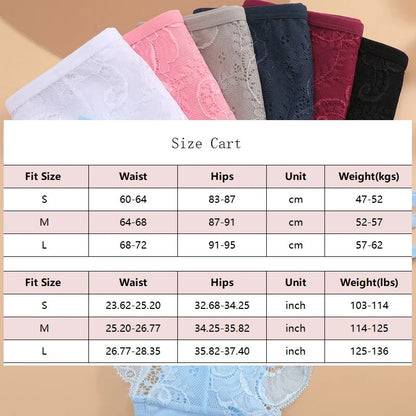 3PC Set Women's Floral Lace Low Rise Briefs