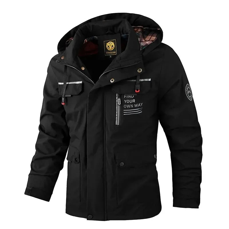 Men's Windbreaker Jacket Waterproof Hooded Soft Shell