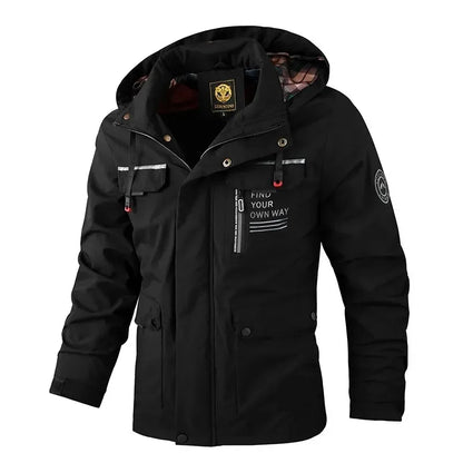 Men's Windbreaker Jacket Waterproof Hooded Soft Shell