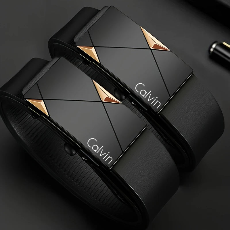 Men's PU Leather Automatic Buckle Belt