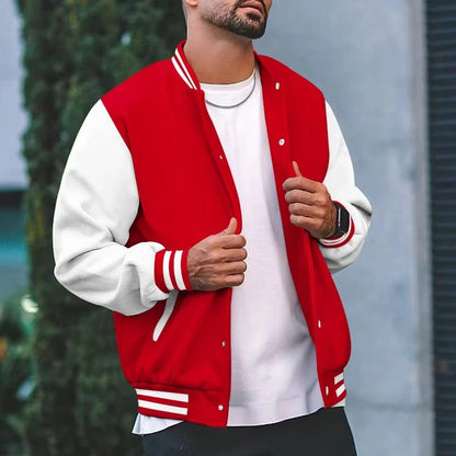 Men's Multi-Color Cotton Streetwear Baseball Jacket