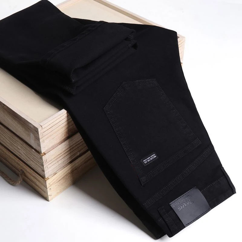 Men's Slim Black Denim Jeans with Slight Stretch