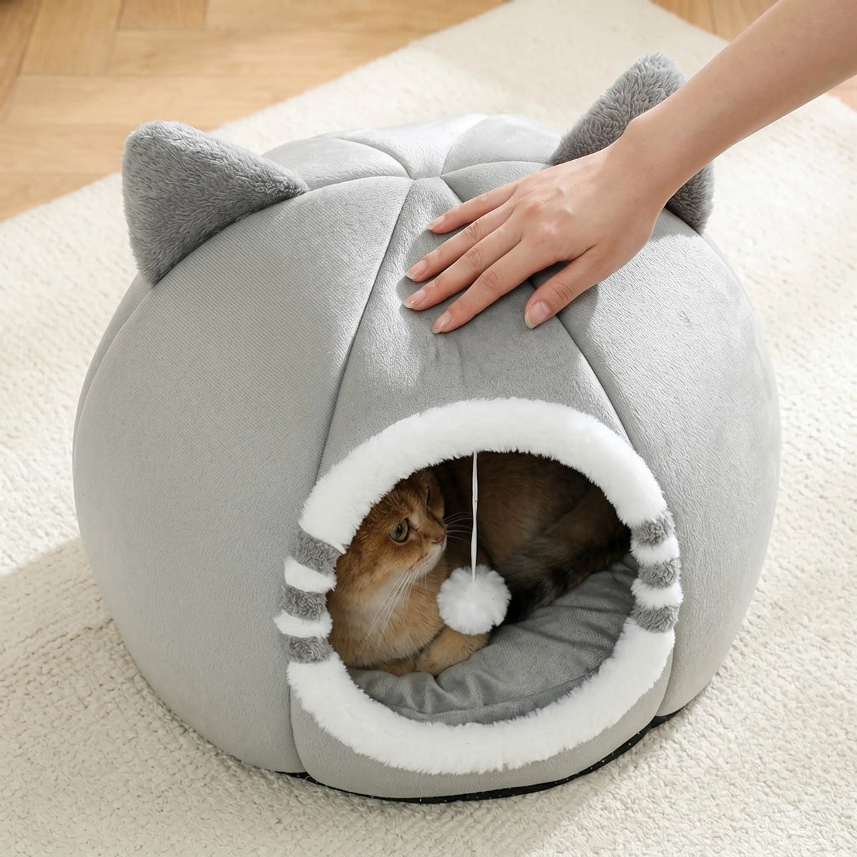 Deep Sleeping Cat Bed Cave Nest Plush Soft Mat