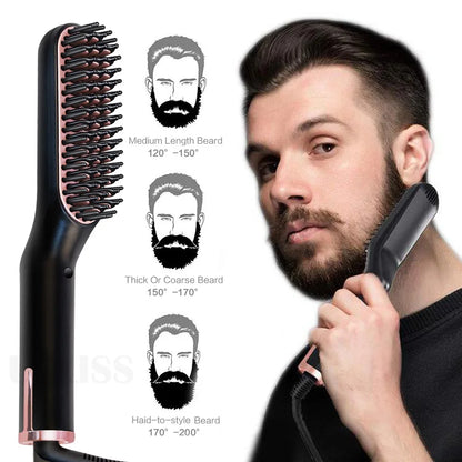 Men's Electric Beard Straightener Brush Wet and Dry Styler