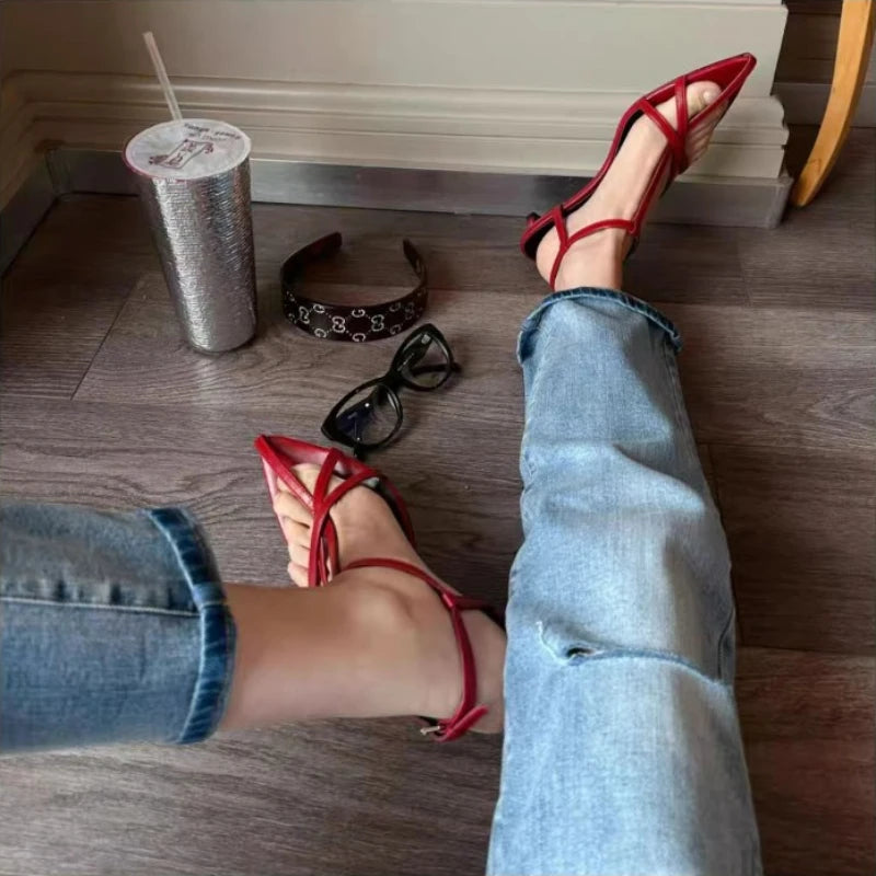 Women Gladiator Sandals with Thin Heels for Parties