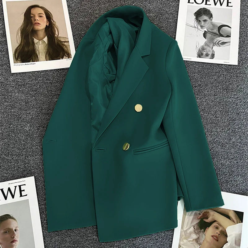 Women Double-Breasted Blazer Casual Suit Jacket