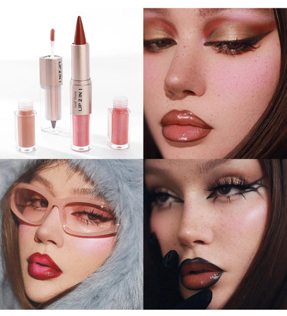 Black Brown Tapered Lip Liner and Lip Gloss Duo