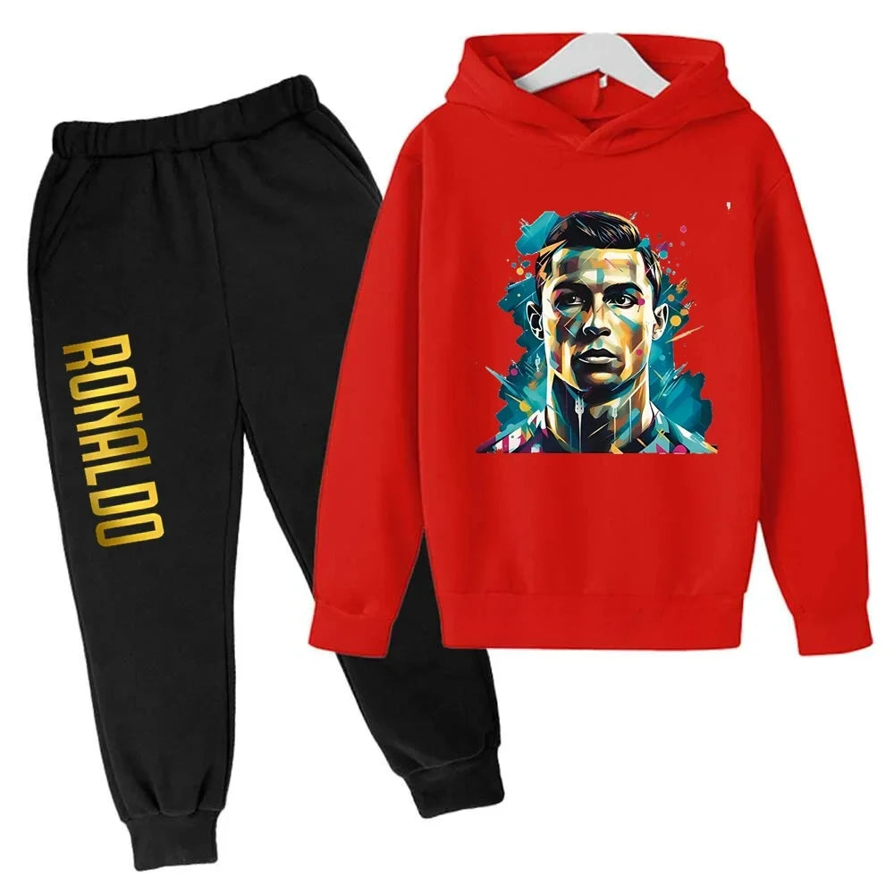 Ronaldo CR7 Print Hoodie and Pants Set for Children