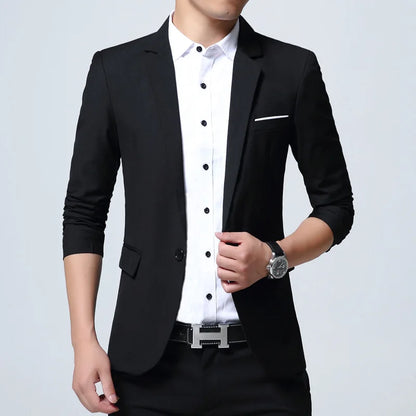 Men's Slim Fit Polyester Suit Blazer for Formal Wear