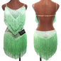 Latin Dance Dress with Rhinestones and Tassels in Red and White