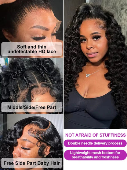 Loose Deep Wave 360 Full Lace Front Human Hair Wig 30 Inch