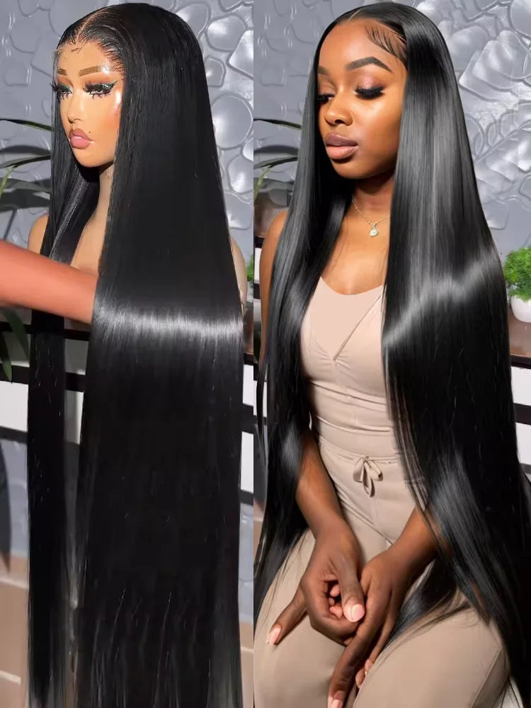 HD Transparent Bone Straight Lace Front Wig 40 46 Inch Brazilian Hair