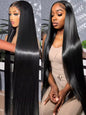HD Transparent Bone Straight Lace Front Wig 40 46 Inch Brazilian Hair