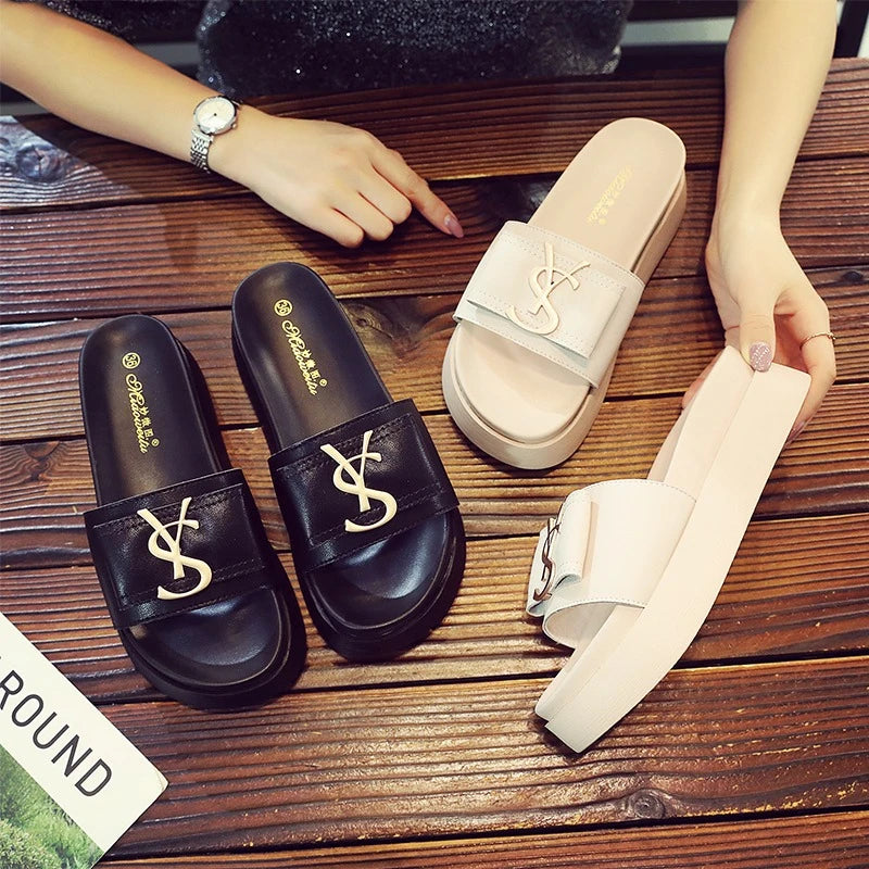 Women's Casual Leather Sandals with Thick Bottom