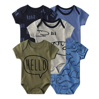 Kiddiezoom Cartoon Short Sleeve Baby Bodysuits 100% Cotton