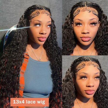 13x6 Deep Wave Human Hair Wig 250 Density 40 Inch