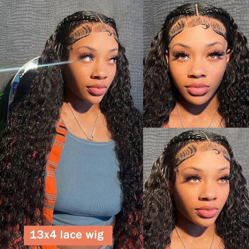13x6 Deep Wave Human Hair Wig 250 Density 40 Inch