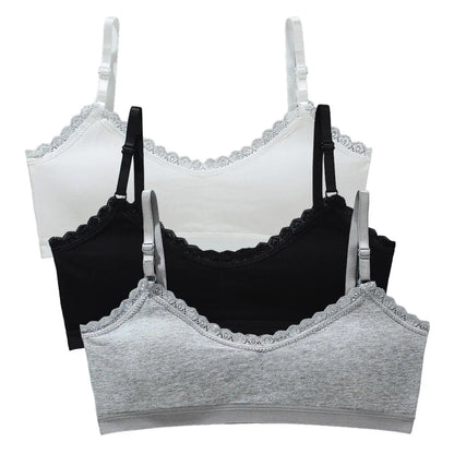 Girls Lace Training Bras Set Cotton Padded Daily Wear