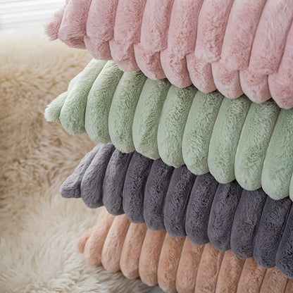 Faux Fur Plush Throw Pillow Covers 30x50cm 45x45cm Orange Green Pink Cream