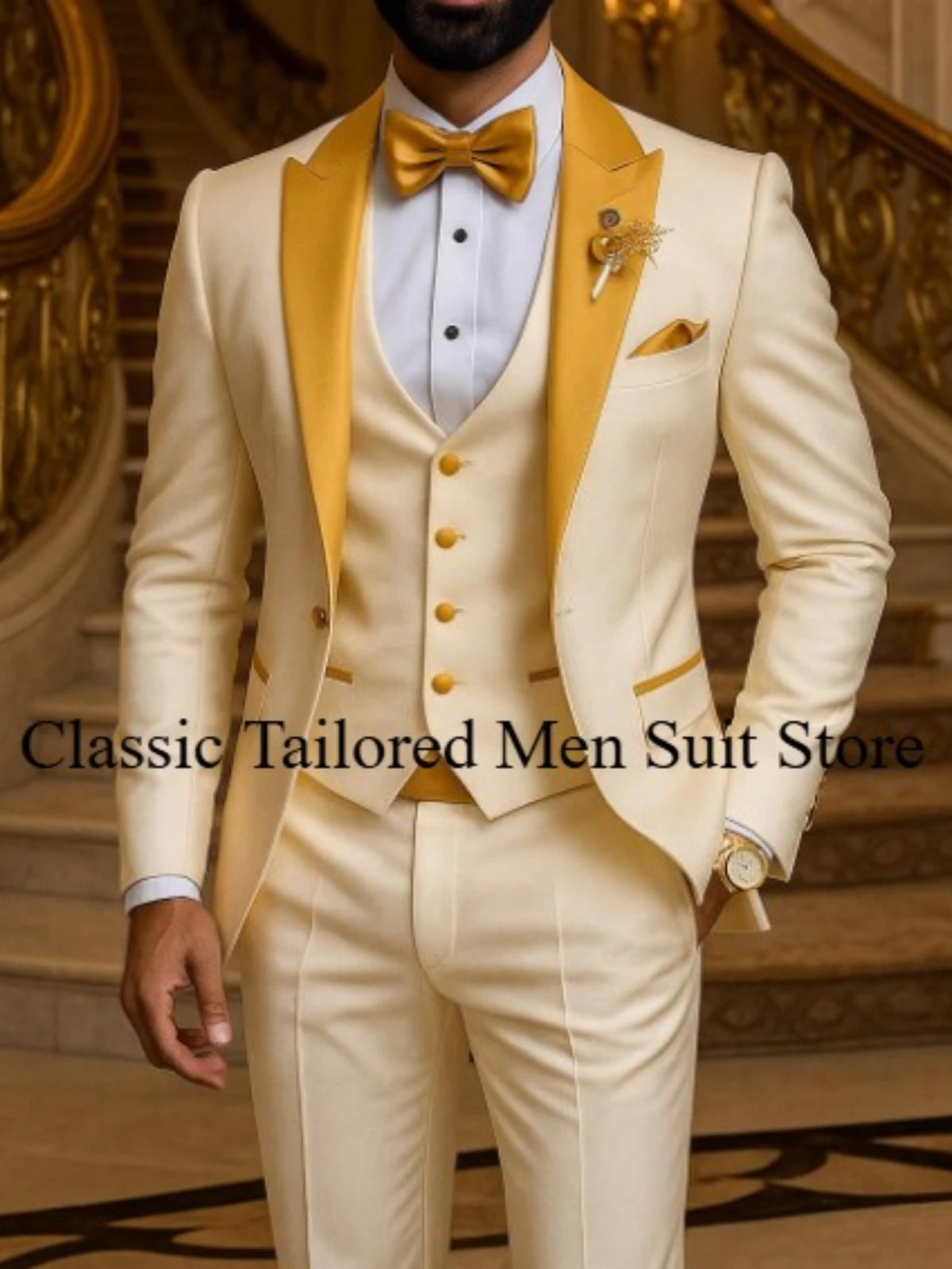 Men's Slim Fit Tuxedo 3 Piece Suit for Wedding and Work