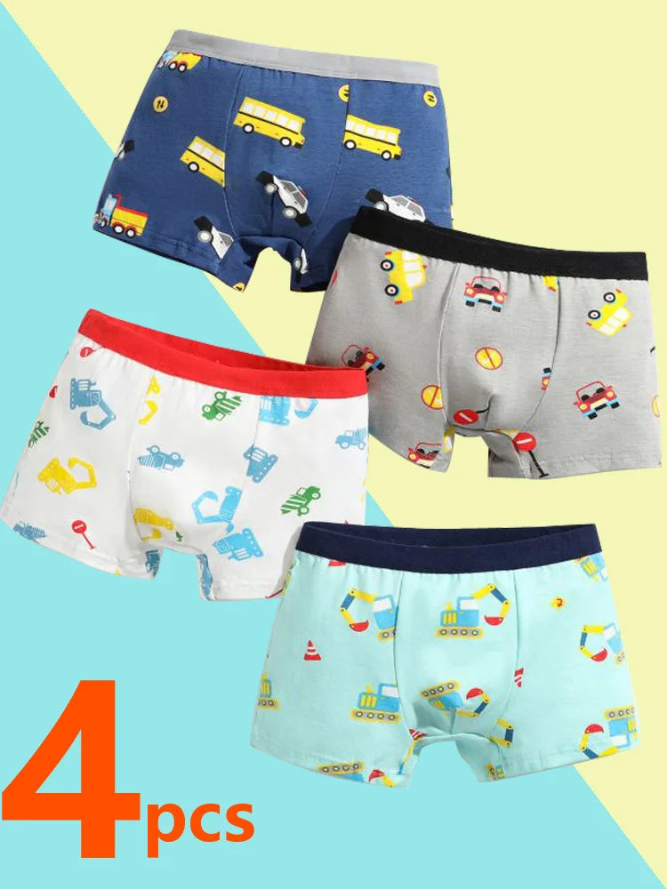 Boys Cotton Boxer Briefs with Dinosaur Print