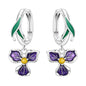 S925 Sterling Silver Iris Flower Hoop Earrings for Women
