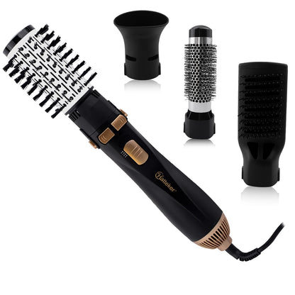 Hatteker 4-Head Hot Air Brush Hair Dryer and Straightener