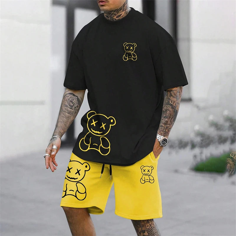 Men's Summer Loose Harajuku T-Shirt and Shorts Set