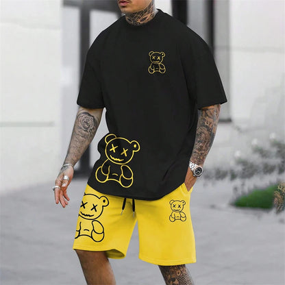 Men's Summer Loose Harajuku T-Shirt and Shorts Set