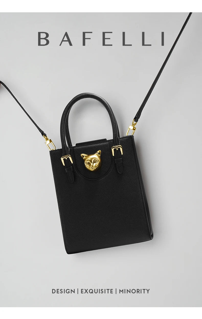 BAFELLI Women's Genuine Leather Mini Tote Crossbody Bag